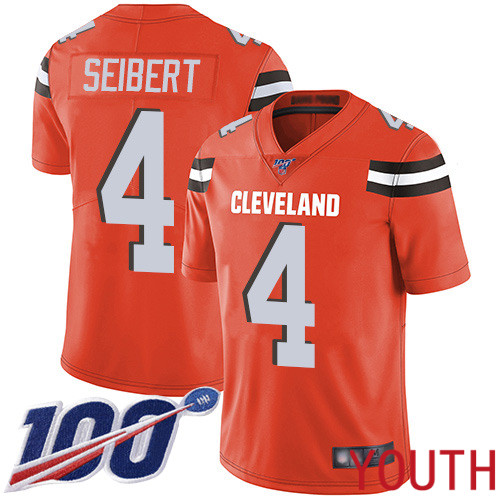 Cleveland Browns Austin Seibert Youth Orange Limited Jersey #4 NFL Football Alternate 100th Season Vapor Untouchable